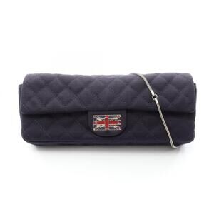 Chanel Matelassé Union Jack Shoulder Bag/Handbag, Fabric, Women's, Navy
